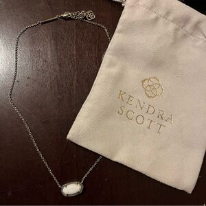 Kendra Scott Elisa Silver Pendant Necklace in White Kyocera Opal